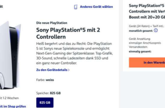 Sony PlayStation®5 mit 2 Controllern mit Vertrag O2 Free M mit 20 GB